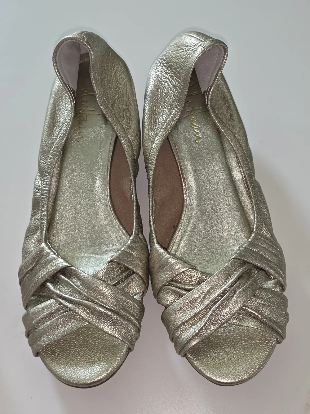 Cole Haan Metallic Silver Leather Flats